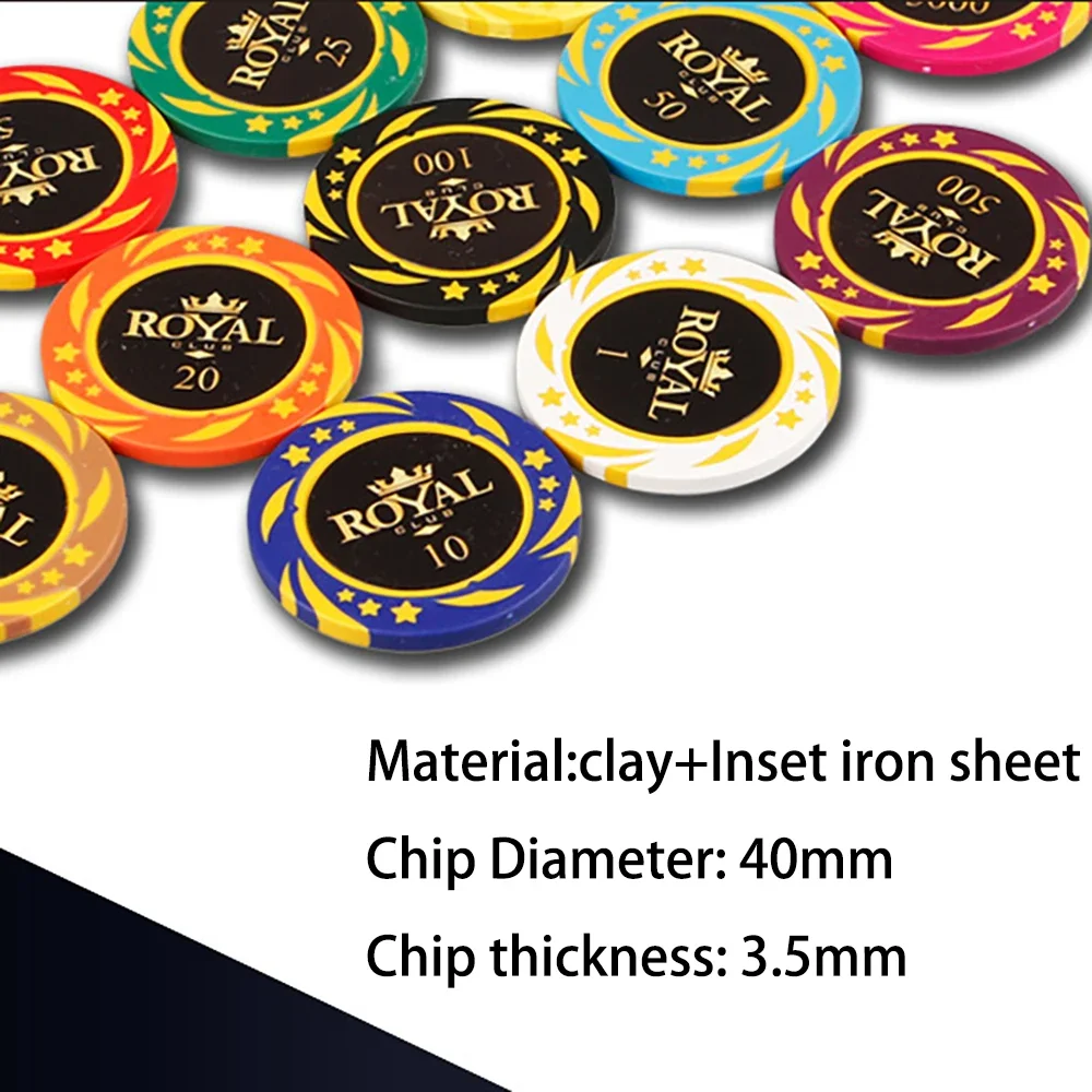 10PCS Multi-value Clay Chips Texas Hold\'em Poker Chip Coins Professional Casino Coins Casual Tabletop Gaming Numeric Scorecard