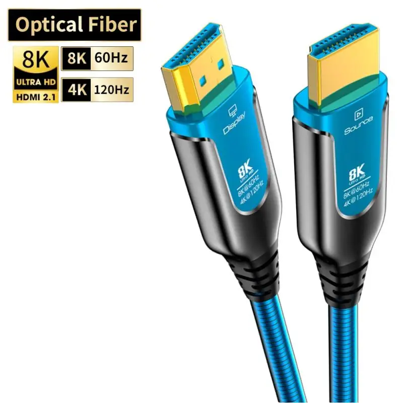 Câble HDMI 2.1 8K à fibre optique, type C, blindé, 5/10/15/20M, 48 Gbps, 4K@120Hz, HDR, eARC, pour TV/projecteur/PS5/Apple TV, home cinéma