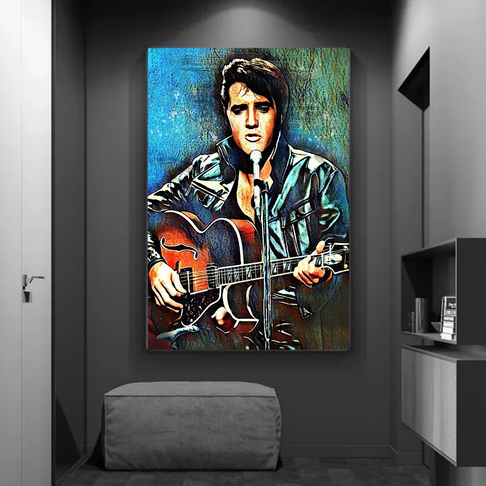 E-Elvis Presley Classic Movie Posters Fancy Wall Sticker for Living Room Bar Decoration Room Wall Decor