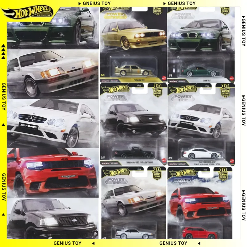 

Коллекционный набор Hot Wheels Premium 2026 Car Culture Power Trip: Golden Chase BMW, Ford Mustang, Benz, масштаб 1:64, литые металлические модели