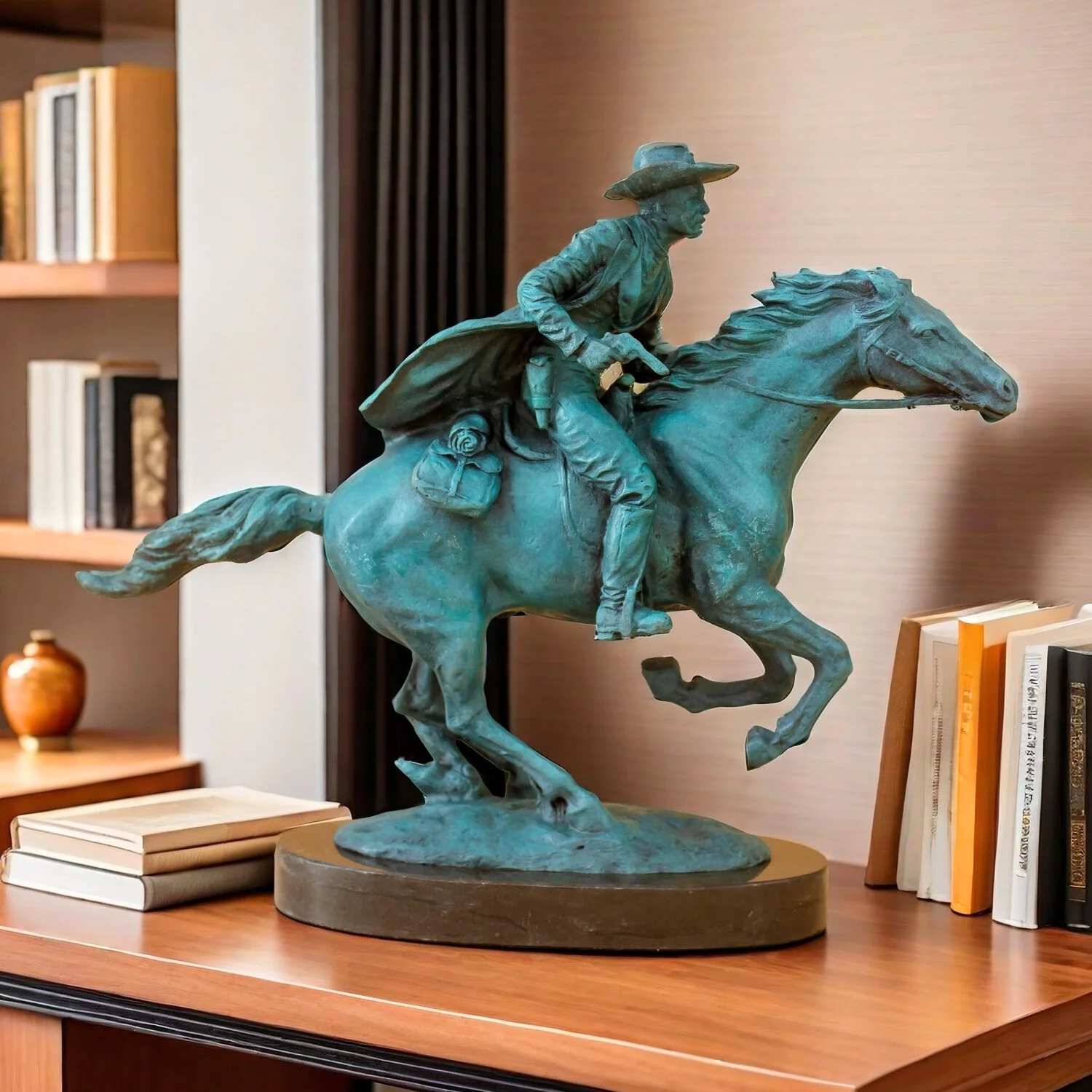 Bronze Western Cowboy Ridding Statue Frederic Remington Replica Bronze Sculpture Crafts Art Figures For Home Decor Collectiable