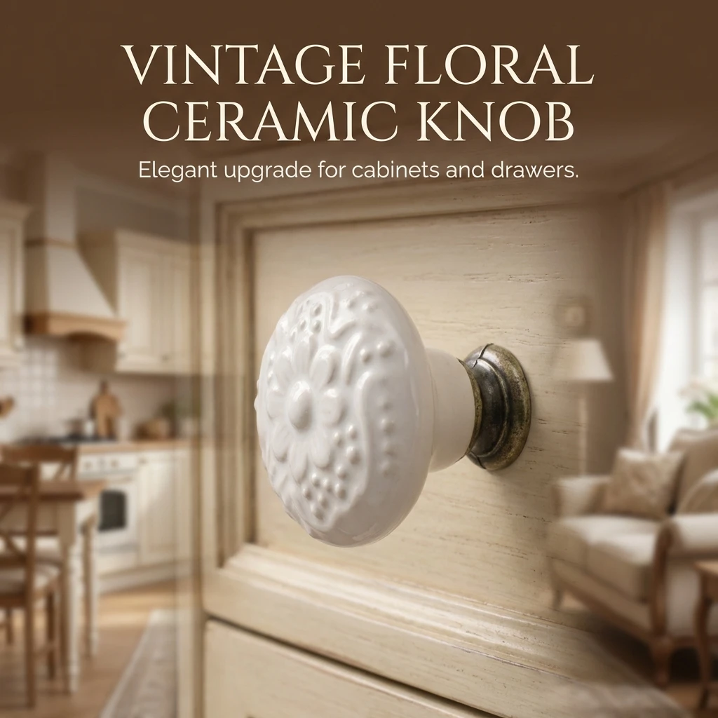 Ceramic Single Hole Cabinet Knob With Colorful Floral Pattern Smooth Durable Drawer Pull For Kitchen Bathroom Wardrobe Doors