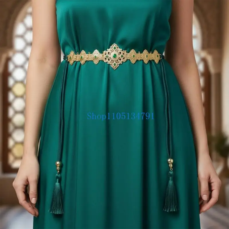 

Регулируемый металлический ремень длиной 98 км с марокканскими стразами для повседневного ношения