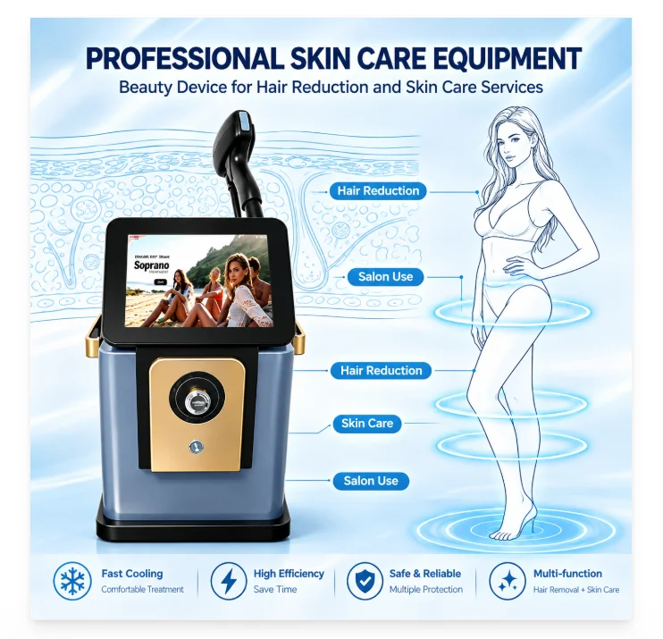 Mecavie 6 Wavelength Diode Laser Hair Removal Machine 6000W 10 Bars FAC Sapphire Cooling 2Y Warranty Multilingual Touch Screen S