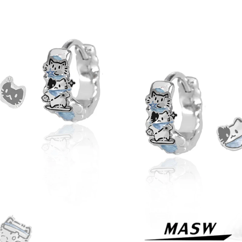 

MASW Original Design Luxury Temperament Cat Earrings For Women Female Gifts Fine Accessories Hot Selling Trendy Jewelry