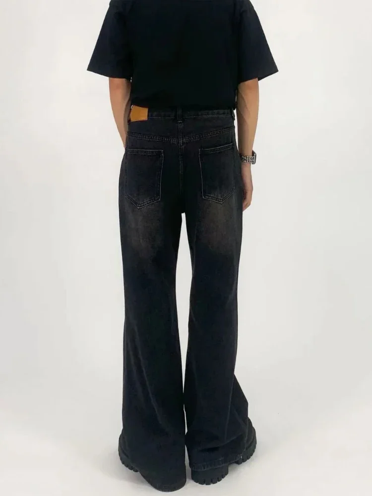 Flare Jeans Men Full Length Slim Stretchy Punk Style Minimalist Stylish Youthful Vitality Spring Autumn Korean All-match Solid