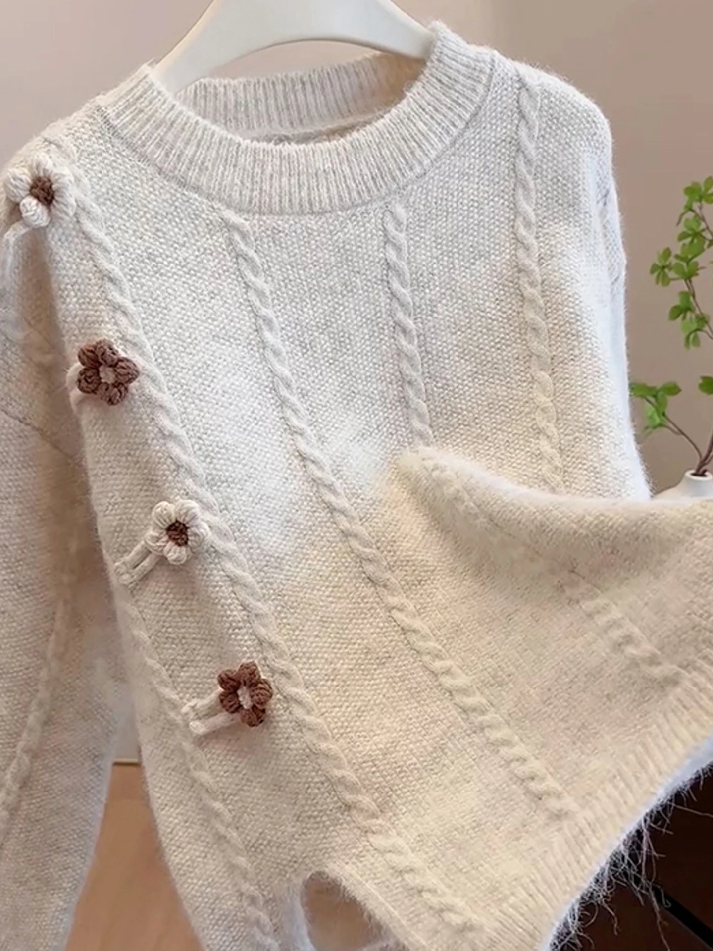 Sli محبوك سترة مستديرة Ne Long Sve الخريف عارضة Faionable المرأة أعلى جميلة مريحة الكورية Sle تخفيف #1