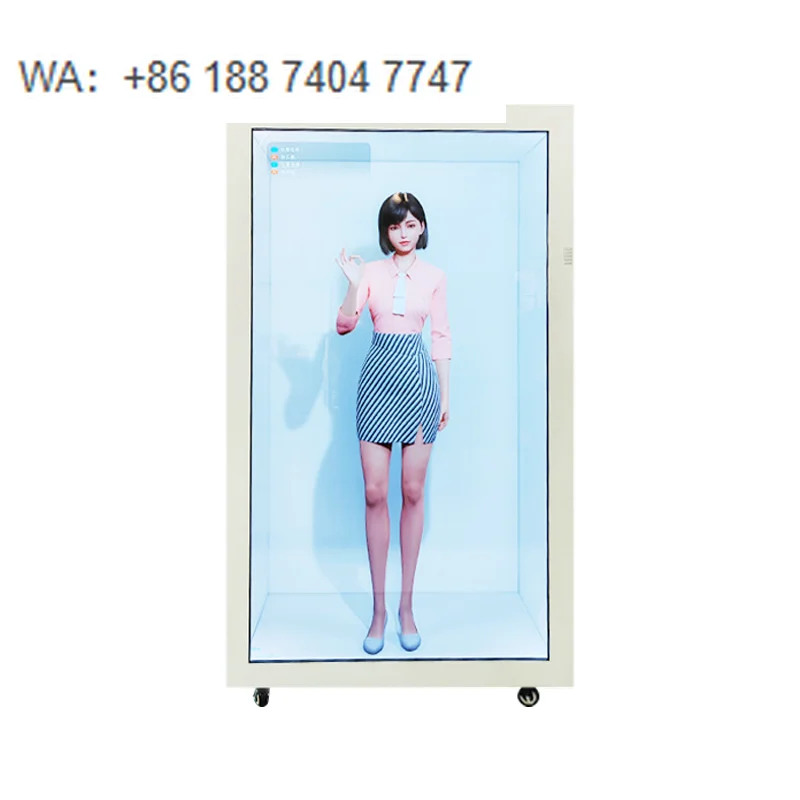 43-Inch Transparent LCD Touch Screen Display Cabinet with 3D Holographic Effect IP65 Rated 1-Year SDK Function Warranty