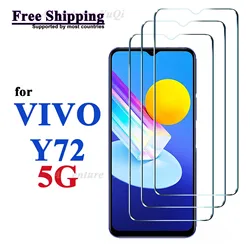 Screen Protector For VIVO Y72 5G, Tempered Glass HD 9H Transparent Clear Anti Scratch Case Friendly High Aluminum