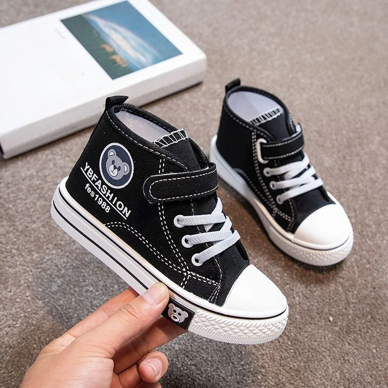 

High Top Canvas Sneakers for Girls 2026 Autumn New Design Soft Breathable Shoes with Cartoon Patterns Kids Shoes Toddler Girls​
