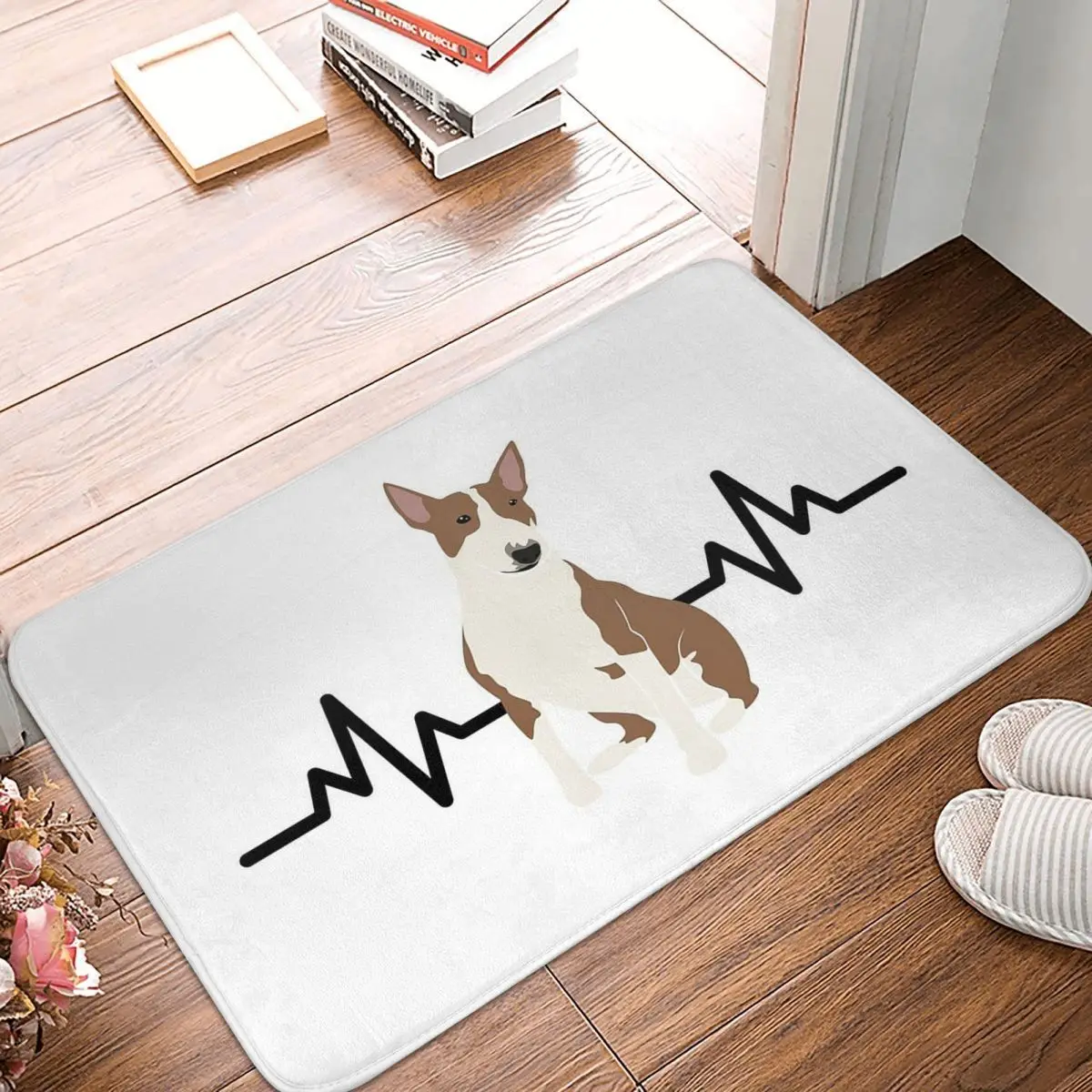 Staffordshire Bull Terrier Dog Heartbeat Anti-slip Doormat Floor Mat Carpet Rug for Kitchen Entrance Home Bedroom Footpad Mats