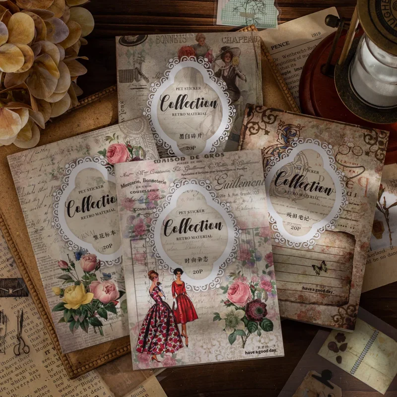 

20 Pcs/lot PET Decorative Stickers sticker Kawaii Stationery stickers vintage Planner Scrapbooking Craft Stickers 4 options