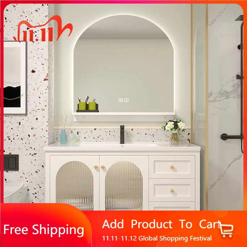 

Drawer French Oak Bathroom Cabinet Light Cute Narrow Gabinete Banheiro Kit Completo Decoration Sink Mobiletto Bagno Furniture