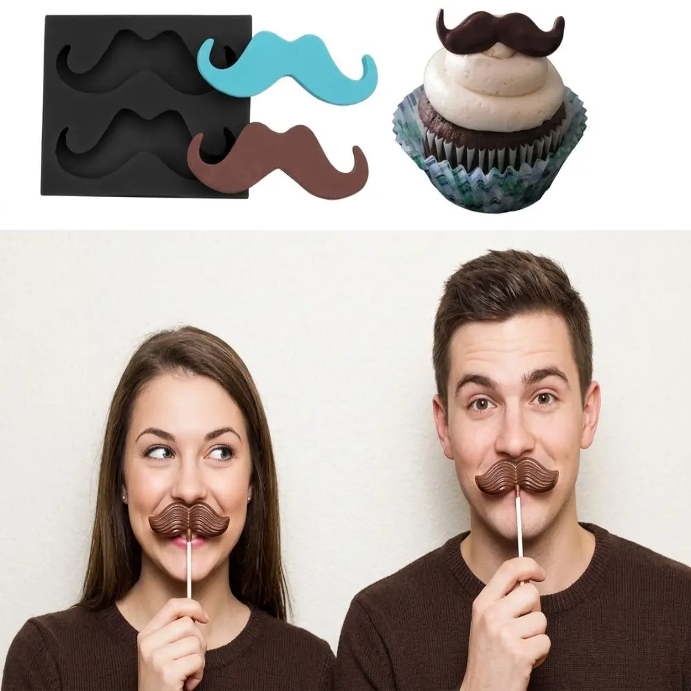 Funny 6 Cavities Mustache Mold Easy Release Black Chocolate Candy Mold Ice Cube Tray DIY