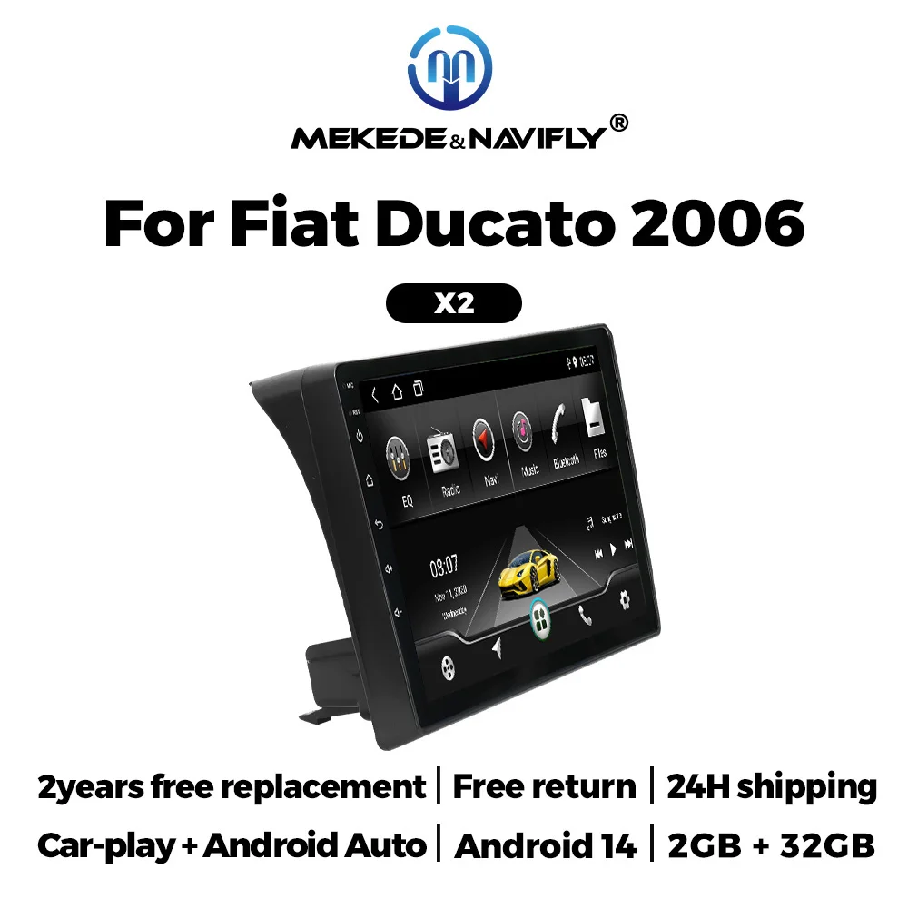 

NAVIFly&MEKEDE 2025 NEW 2DIN Wireless Carplay Auto BT Android 14 Car Radio Multimedia Stereo Player For Fiat Ducato 2006-2012