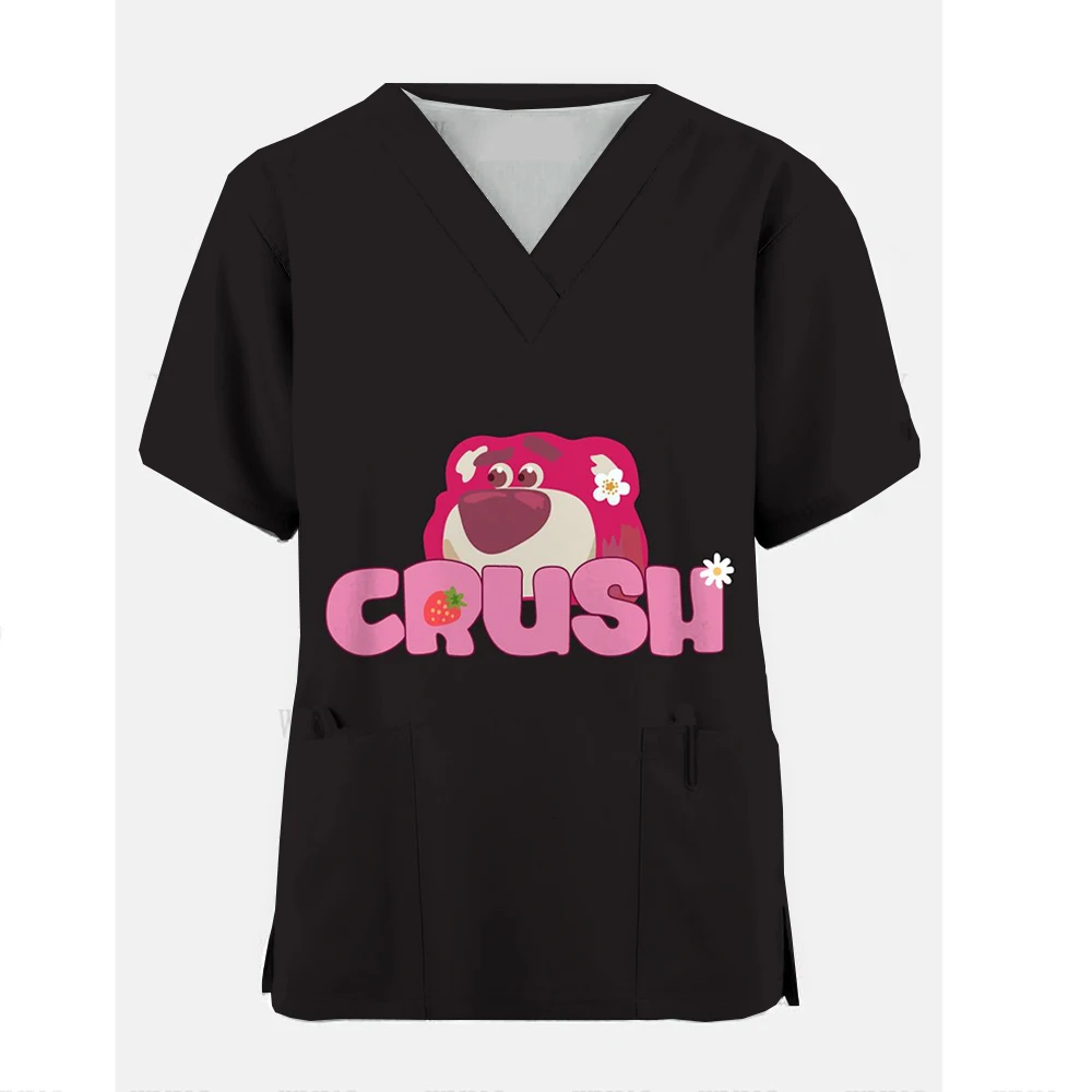 Disney Lotso print uniform beauty salon nursing uniform lab uniforme enfermera nurse uniform Scrub uniform Work clothes Pink