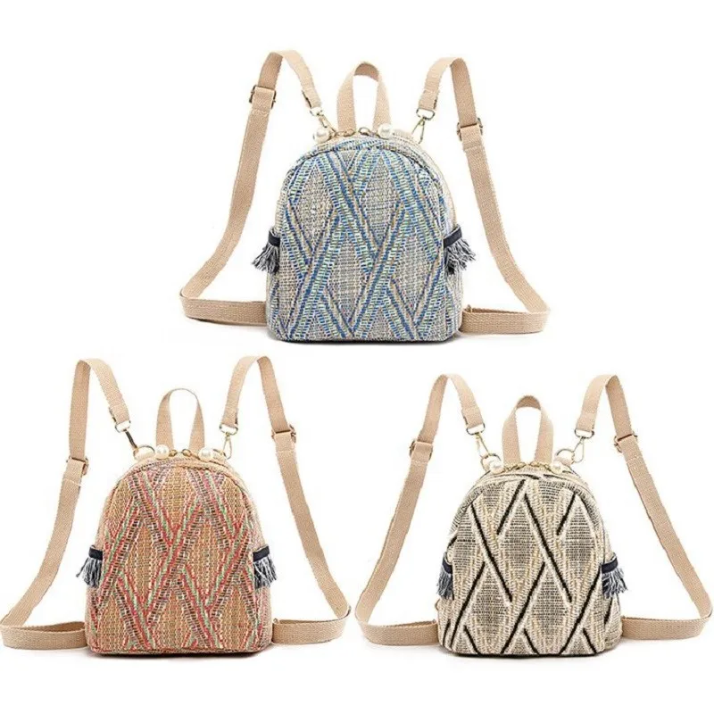 2021 Fashion New Straw Braided Ethnic Style Hand-woven Personalized Diagonal Backpack