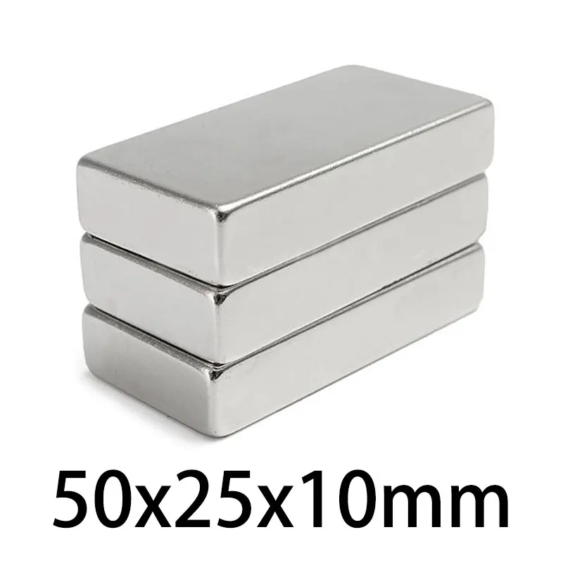 1/2/5 pz 50x25x10mm N35 blocco potenti magneti striscia magnete al neodimio 50x25x10mm forte permanente NdFeB magnetico 50*25*10mm