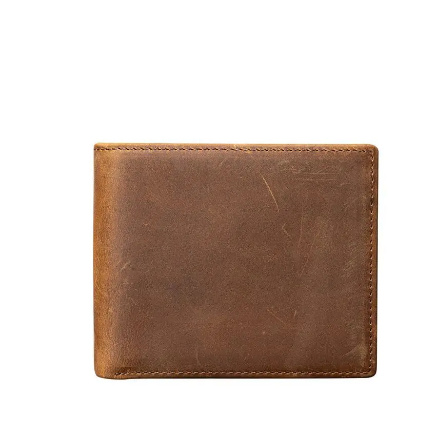 6009 Men's Crazy Horse Leather Wallet, Men's Coin Wallet, Short Version, Men's Card Coin Wallet, Retro Leather Wallet