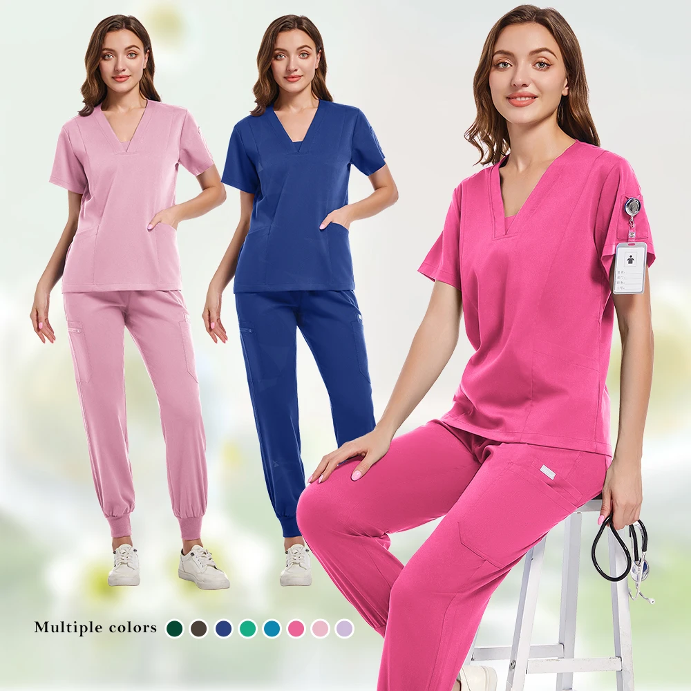 

Thick multi-color V-neck top, nursing home, hospital, doctor, dental clinic, beauty salon, surgery, work uniform, medical set