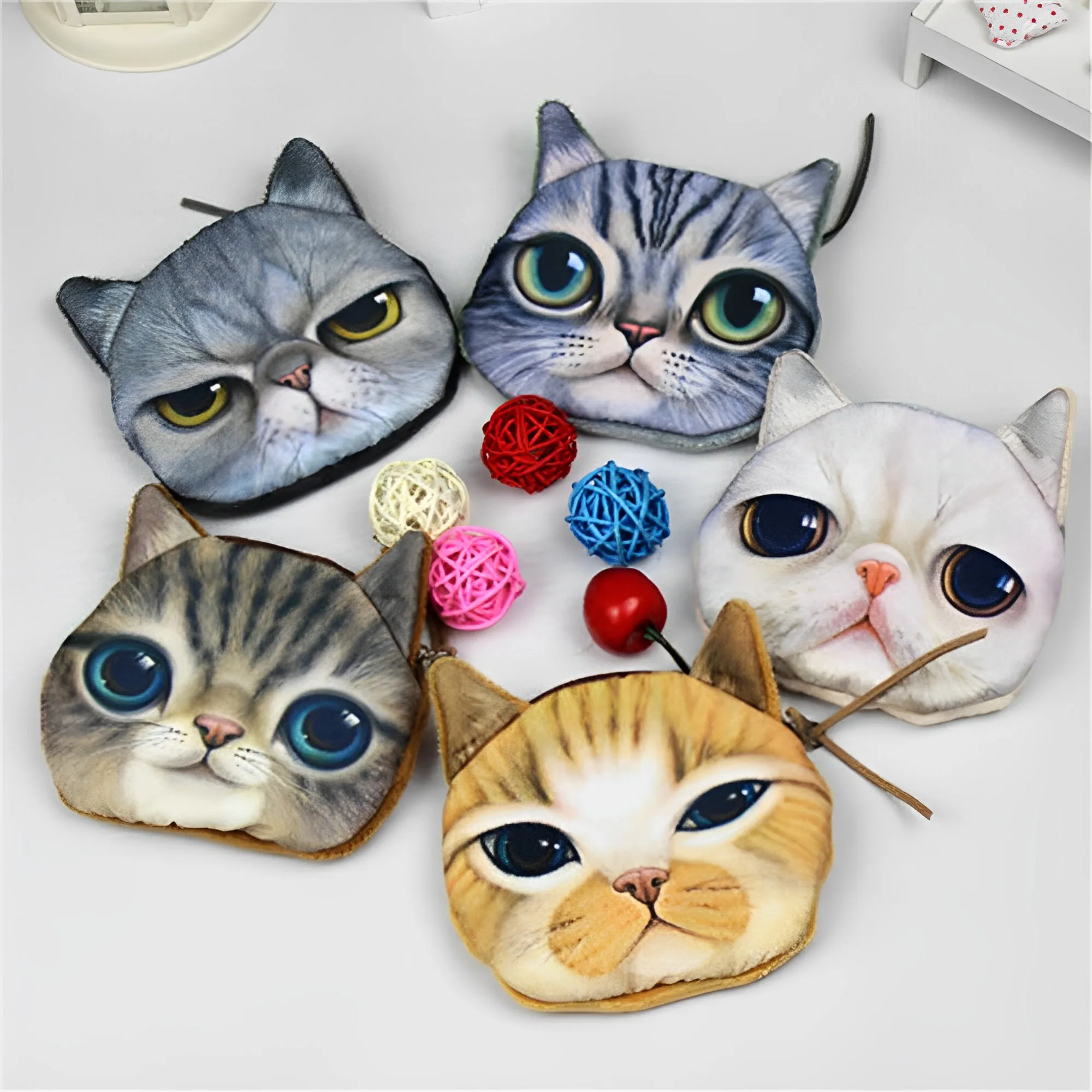 2024 New Hot Sale Cartoon 3D Cute Kids Wallet Bag Animal Face Zipper Mini Cat Coin Purses Change Wallet Kids Bag