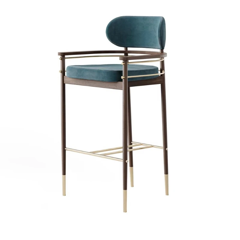 Nordic solid wood frame bar stools, stable, lightweight, and durable, suitable for commercial and home use in cafes