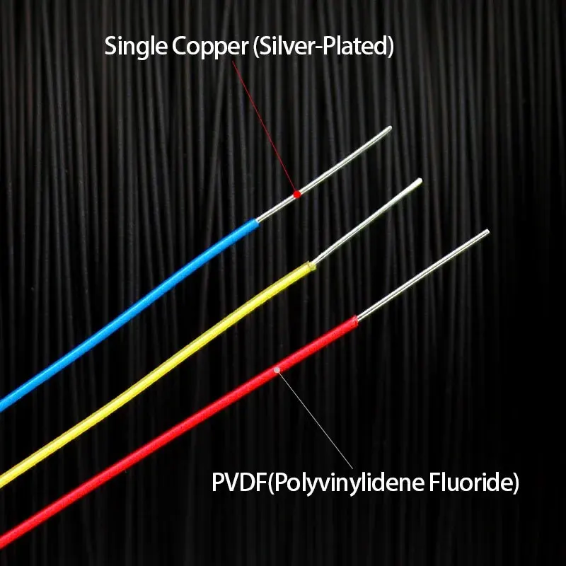 5/10 m 1423 PVDF-isolierter Draht 38 36 34 32 30 28 26 24 AWG Temperaturbeständiges elektronisches Einzelkabel aus versilbertem Kupfer – Detail 3