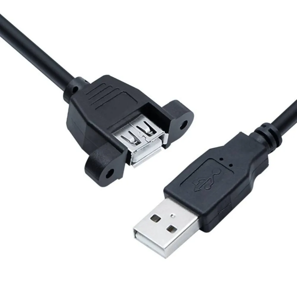 USB 2.0 Male to Female Extension Cable Screw Panel Mount Foil & Braided Shielded Industrial Cord for Control Chassis 0.3m‑5m