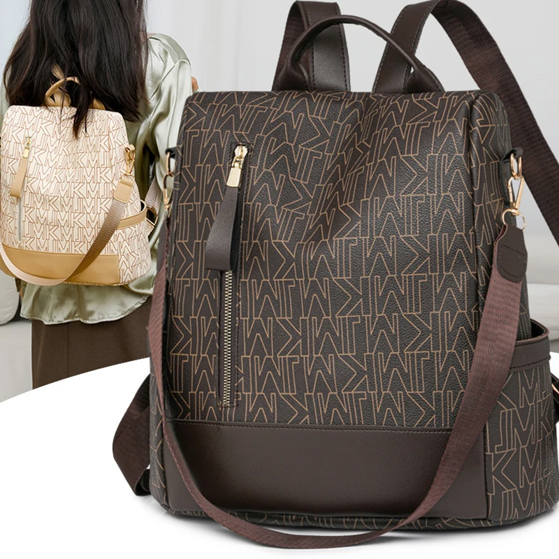 Último mochila de una pieza de estilo de alta gama para mujer; bolso de viaje y vacaciones informal, de gran capacidad con estampado del alfabeto; de moda
