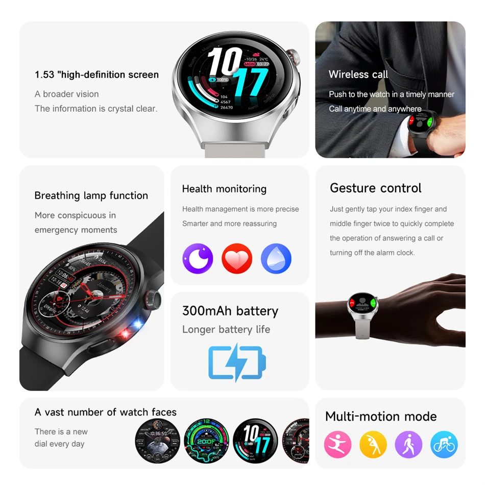 2025 Neue Uhr 5 Pro Smart Watch Männer 1,53 "HD AMOLED Bildschirm GPS Bewegung Flugbahn Herzfrequenz Bluetooth Anruf Kompass Smartwatch