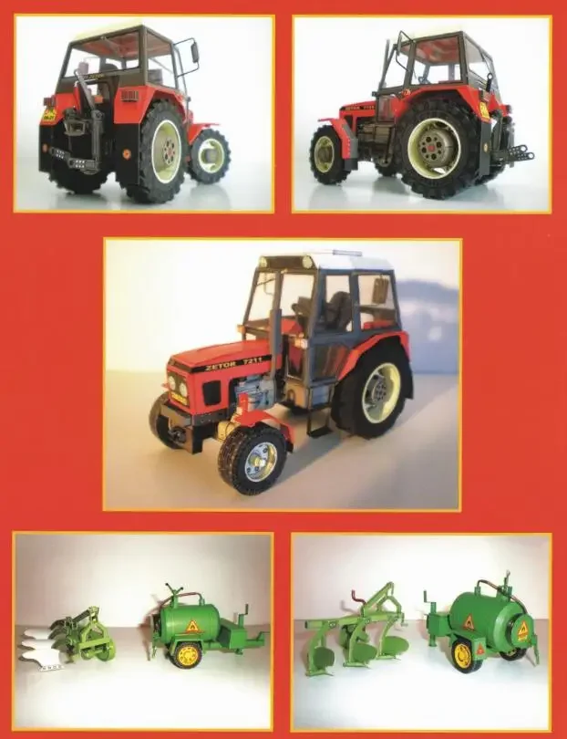 Construction Machinery Zetor 7745 / 7211 Tractor 3D Paper Model DIY Handmade Papercraft Toy