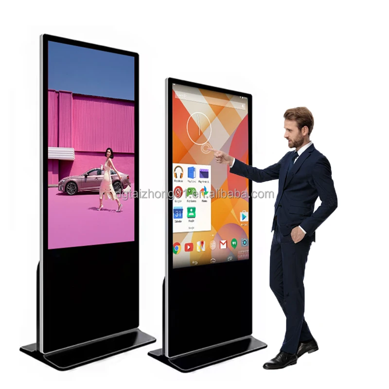 43 49 55 65 Inch HD Stand Poster LCD Digital Signage and Displays Advertising Kiosk with WIFi/USB/CMS for Ads Panel Touch Screen