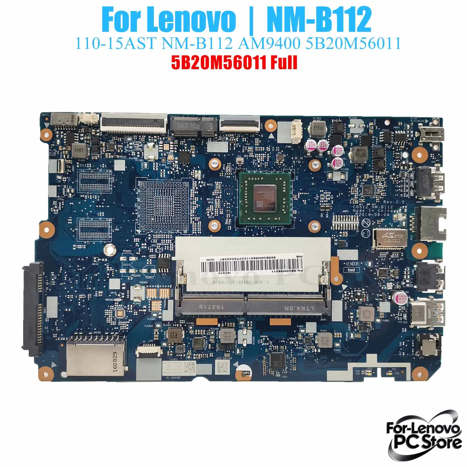 

NM-B112 For LENOVO Ideapad 110-15AST NM-B112 Notebook Motherboard 100% Tested Laptop Mainboard