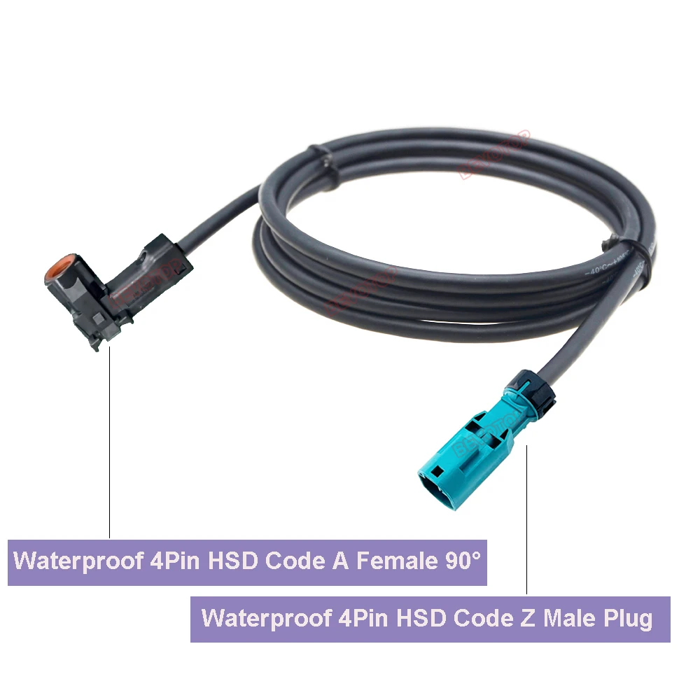 1PCS Waterproof HSD LVDS Video Line Water Blue Z Male to Black A Female Right Angle Jack 4-Core 535 HSD Cable Car Wire Harness