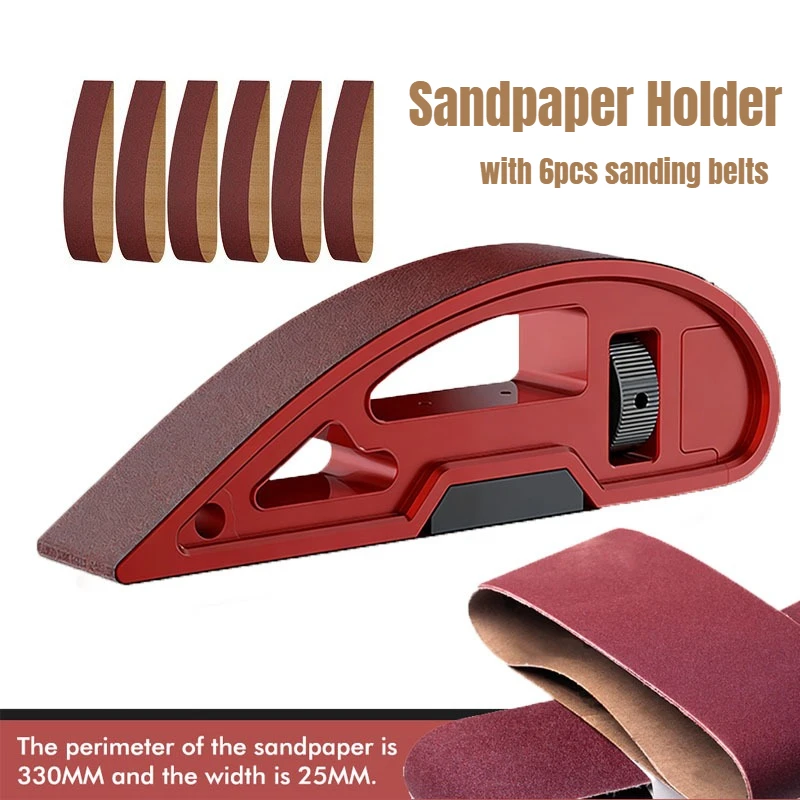 Sandpaper Holder with 6 Sanding Belts Internal Angle Handheld Sander Corner Aluminum Alloy Sanding Tool