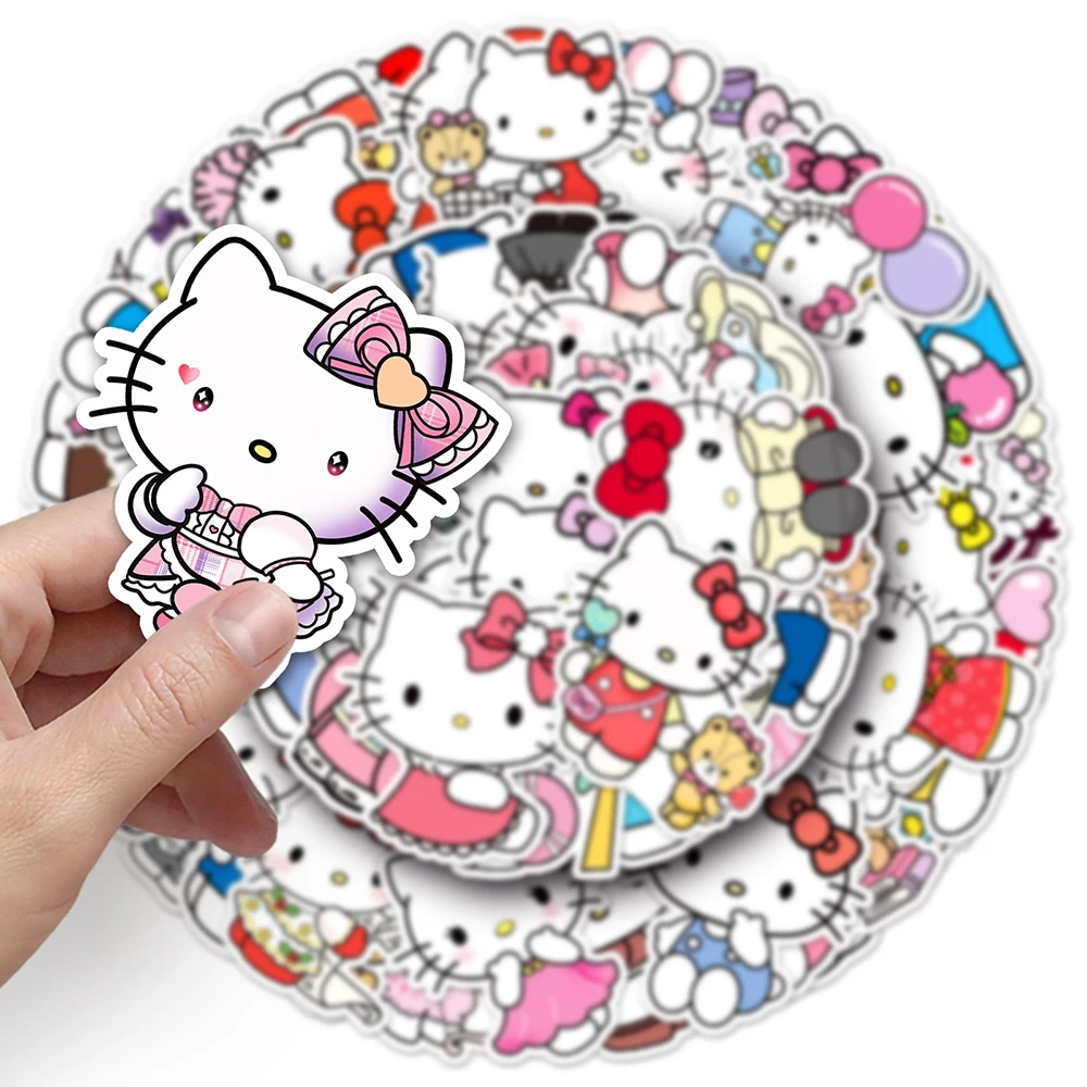 10/30/50PCS Kawaii Hello Kitty Sanrio Stickers Decals DIY Decoration For Skateboard Notebook Phone Bike Kids Graffiti Toys Gifts