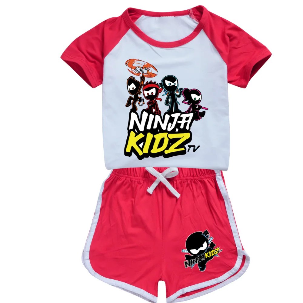 NINJA KIDZ Kids Clothes Summer Baby Girls T shirt Pants Set Boys Casual Short Tops Suit toddler Children pajamas clothes