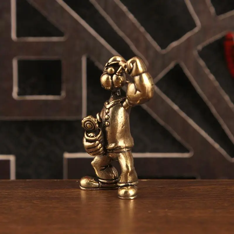 1/2Pcs Popeye The Sailor Man Brass Figurine Retro Metal Statue Desktop Ornament Home Office Table Art Decor Accessory