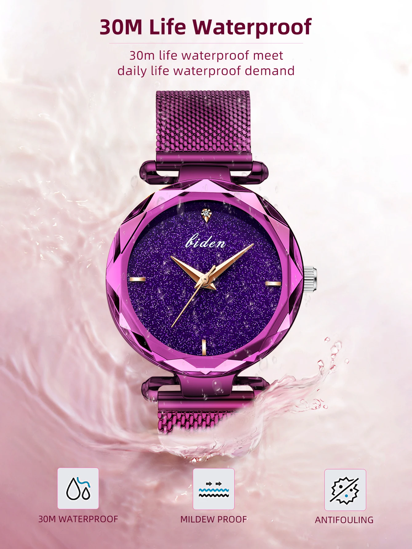 BIDEN high-end women's watch luxury small dial waterproof quartz watch Valentine's Day gift with exquisite watch box included