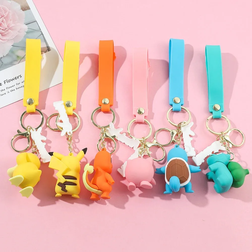 Pokemon figura de ação pikachu charmander snorlax squirtle anime pokemon moda chaveiro saco pingente presentes aniversário