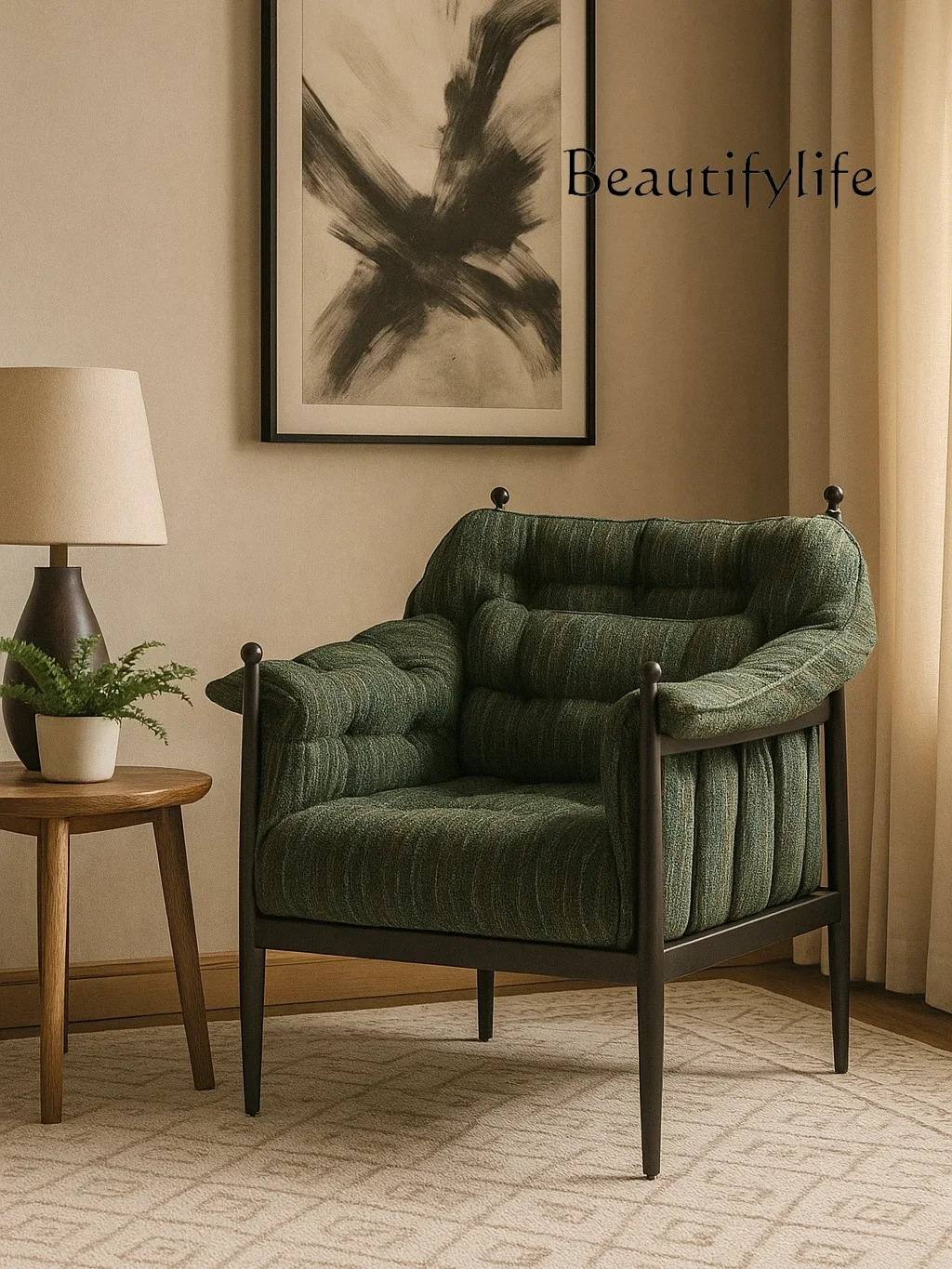 

c Стул для отдыха, тканевый полосатый французский ретро-кресло для маленькой квартиры, дома, гостиной, одноместный диван из цельного дерева