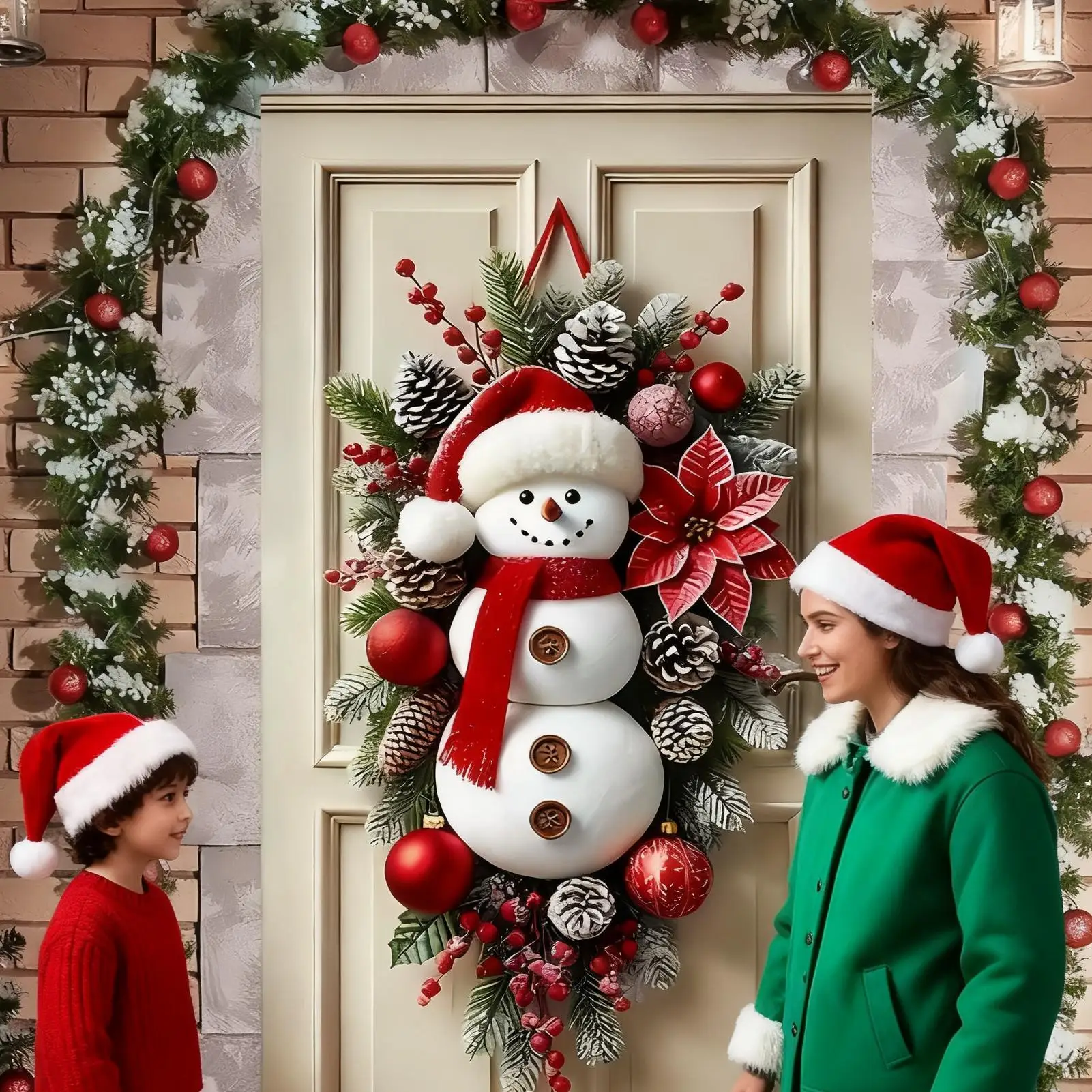 2025 Weihnachts-Türdekoration, Schneemann, niedliche Heimdekoration, Weihnachts-Türbanner, große Ornamente für drinnen und draußen, Wand, Wohnzimmer, Pati – Detail 9