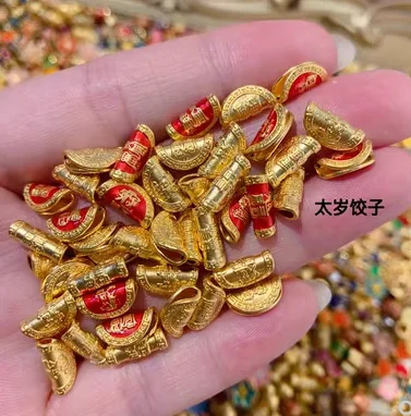 

24k pure gold dumpling charms real gold 999 charms for red string fine gold accessories red dumplings