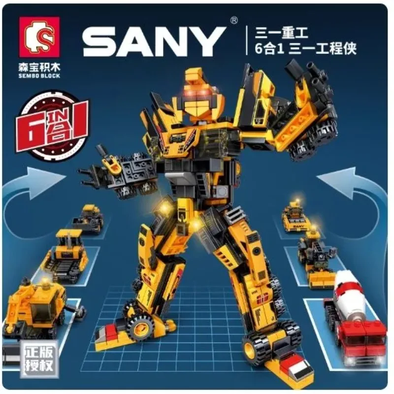 

SEMBO BLOCK 6-in-1 Engineering Robot Excavator Mixer Roller Assembly Model Educational Puzzle Building Blocks Toys for Boys