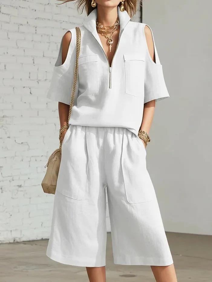 

Women's Summer Suit Sexy Chic Off Shoulder Tops + Short Pants 2 Pieces Set for Woman Shorts Two-Piece Set Fashion Holiday Outfit