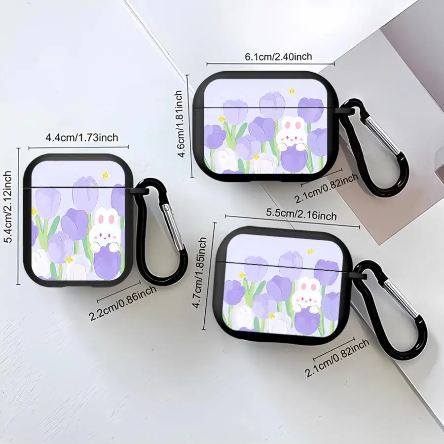 Soft Earphone Cases Cover Case For Airpods 2 Pro 1 4 3 Pro2 Pro3 Flower Purple Tulips - view 3