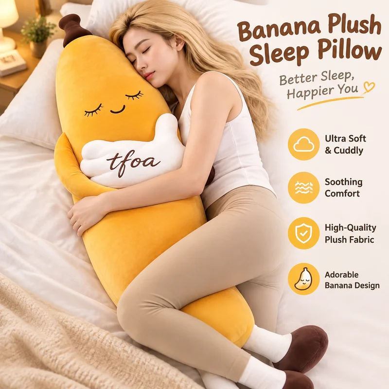 120cm King Of Bananas Smart Soothing Patting Plush Toy Long Body Leg Hug Cushion Soft Stuffed Sleep Companion Doll Birthday Gift