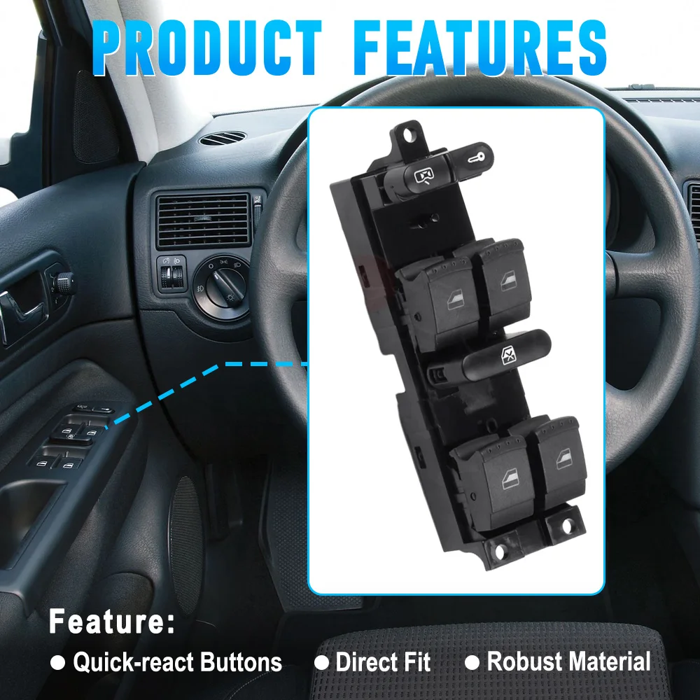 ABS Black Window Switch Button Cover 1J4959857 for VW Golf 4 Door New Body Style 1999