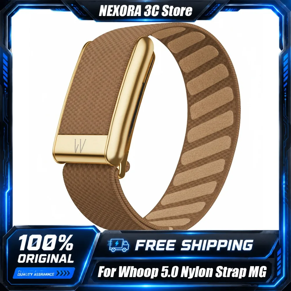 For Whoop 5.0 Elastic Nylon Braided Strap MG Sport Replacement Band with Metal U-shaped Frame and Letter W Logo