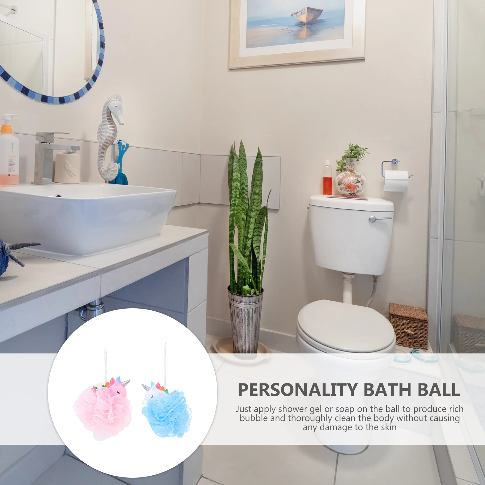 

2pcs Unicorns Bath Mesh Shower Balls Exfoliating Bubble Net For Premium Pe Pvc Thick Durable Compact Hang Dry Gentle Skin